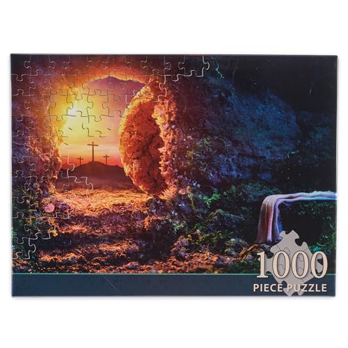 Christian Art Gifts 1000 Piece Inspirational Scripture Jigsaw Puzzle for Adults: The Resurrection - Encouraging Bible Verse, Family Activity Game, Sturdy Easy Fit Die-Cut, Multicolor, 29.5" x 19.7"