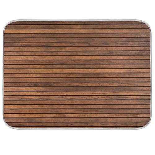 Natural Brown Rustic Wooden Texture Kitchen Dish Drying Mats 16 X 18 In Wooden Texture Absorbent Microfiber Dry Dishes Tableware Pads Mat Protector for Home Kitchen Countertops Counter Decorations