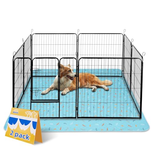 Image of Sunheir Washable Pee Pads for Dogs Extra Large 48 inch x 60 inch 2-Pack, Reusable Puppy Pads Pet Training Pads for Dog Playpen Indoor, Waterproof Dog Pee Pads for Puppy Playpen, Whelping Pad - Sky Blue