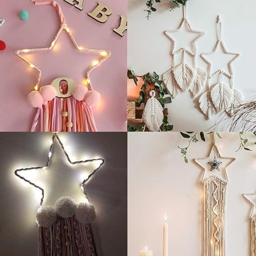 8 Stück Metallring Stern, Metallsterne mit Aufhänge-Öse, Traum Catcher, Dekorative Metallringe zum Basteln, für Traumfänger Weihnachtsdeko Festtagsdeko Hochzeit DIY-Geschenke (Schwarz, 10cm)