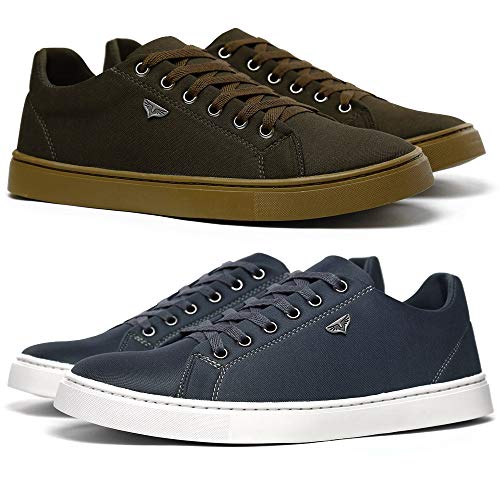 Kit 2 Tênis Skateboar Leve Sport Masculino Confortável (CAFE-AZUL, 41)