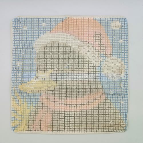 Image of Howie's Latch Hook Kits for Adults, DIY Duck Latch Hook Pillow Kit for Adults Crochet Yarn Kits, Color Preprinted Pattern Embroidery Sofa Cushion Cover (Duck with Red Nightcap, 16.93 x 16.93 inch)