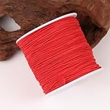 iplusmile Elastische Schmuckschnur 1mm Rot 100m Rolle Strapazierfähige Perlenschnur für Selbstgemacht Armbänder Halsketten und Perlenweben Glatte Bastelschnur für Schmuckzubehör