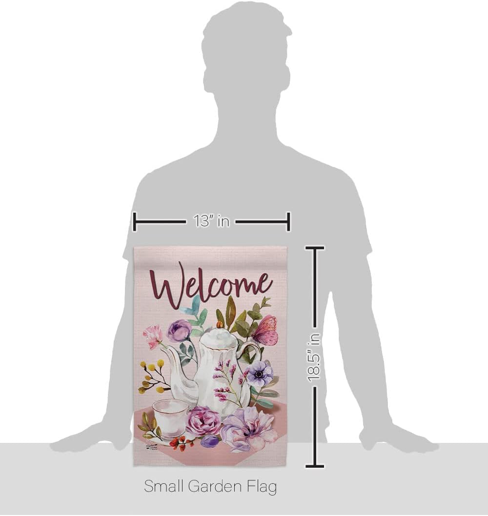 Garden Afternoon Tea Flag Beverages Coffee & Latte Capucchino Expresso Drink Cream Cup Teapot House Decoration Banner Small Yard Gift Double-Sided, Made in USA