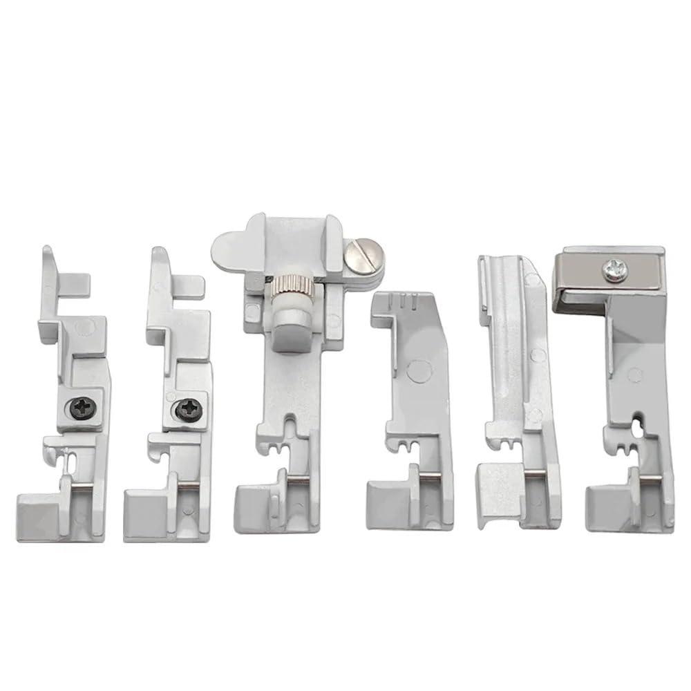 Piedino premistoffa da 6 Pezzi for Macchina tagliacuci Multifunzione for Uso Domestico Singer 14U, for arricciare, elasticizzare, cordonare, Orlare Invisibile, Pizzo