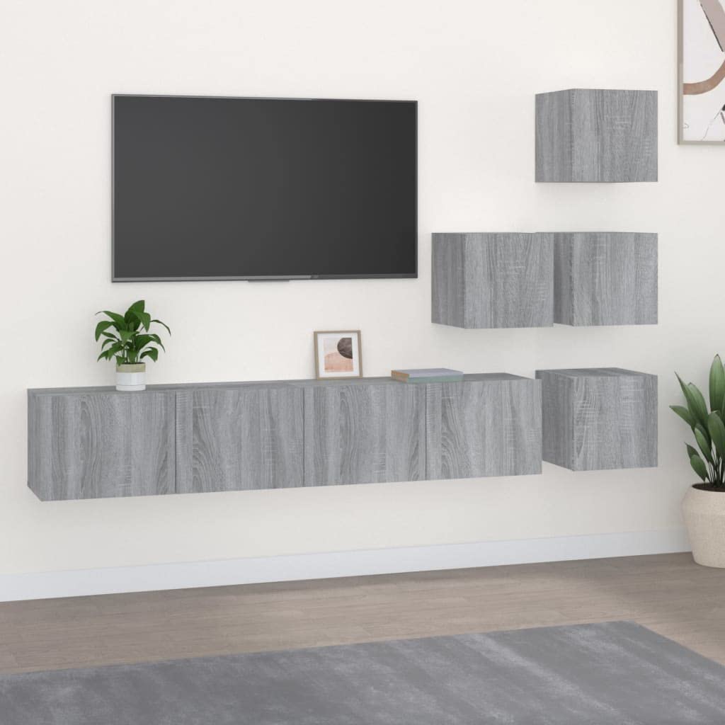 Mueble de TV de pared en madera Sonoma gris de alta durabilidad