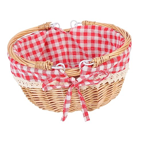 SUPVOX Snack Holder Rattan Shopping Basket Portable Cotton Souvenir Outdoor Picking Basket