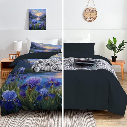 Housse de couette coucher du soleil pour décoration chambre violette zen