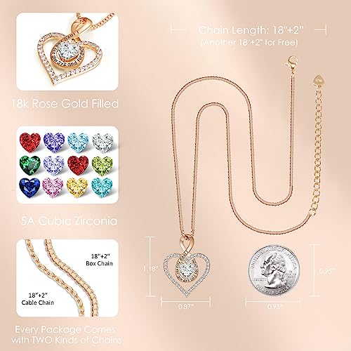Anniversary Wedding Gift For Her Birthday Necklaces For Wife From Husband Valentines Day Gifts For Her Jewelry For Women Gifts For Christmas Mothers Day Gifts For Wife Birthday Gift Ideas For Girlfriend I Love You Necklaces Rose Gold(Apr-Diamond) #TOP3