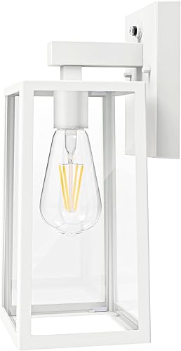 Miniatura 1 de SHINE HAI Farol de pared para exteriores del atardecer al amanecer, aplique de pared exterior con base E26, luces impermeables con pantalla de