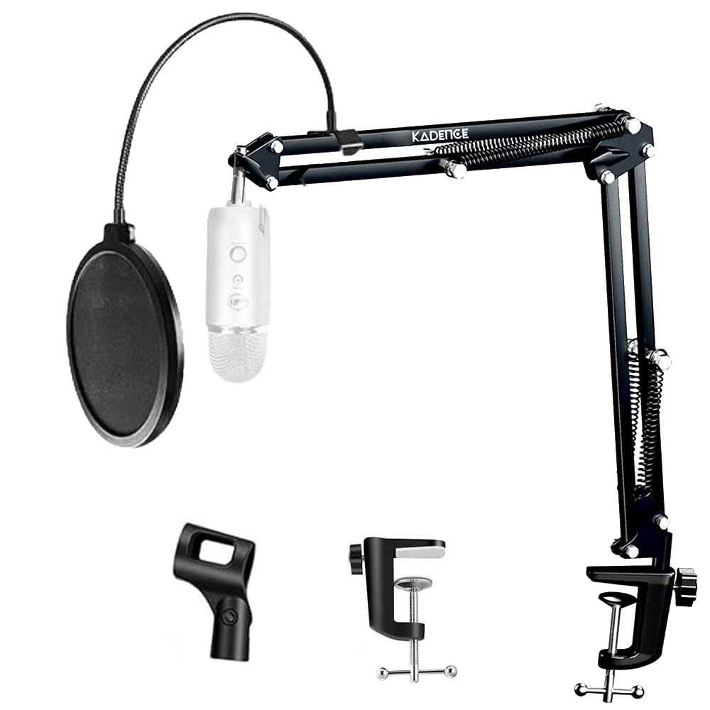 Kadence NB35-POP Suspension Boom Scissor Microphone Arm Stand with POP Filter | Universal clamp with mic holder & 3/8″ to 5/8″ adapter for shock mounts | Suitable for stages, studios-image-19