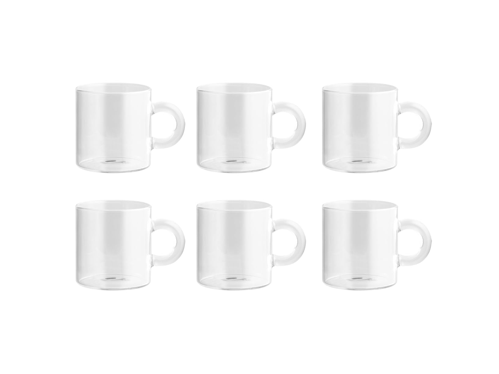 H&H Nuvola Set of 6 Borosilicate Coffee Cups, Without Saucer, 110 cc