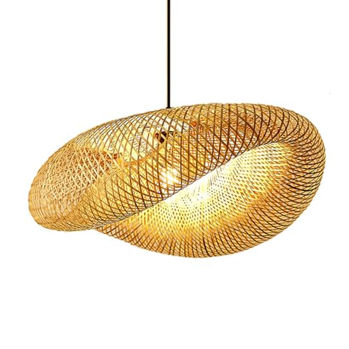 Lámpara de techo colgante moderna tipo nido con pantalla de mimbre natural