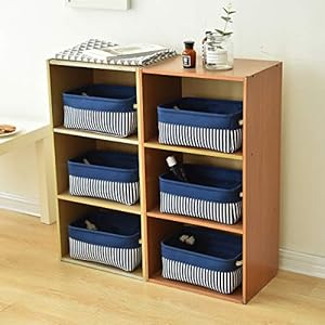 TcaFmac Small Storage Baskets 6 Pack Baskets for Organizing Baskets for Gifts Empty Decorative Storage Baskets Rectangular Storage Bins Navy Blue Baskets for Shleves ClosetBlue Stripes