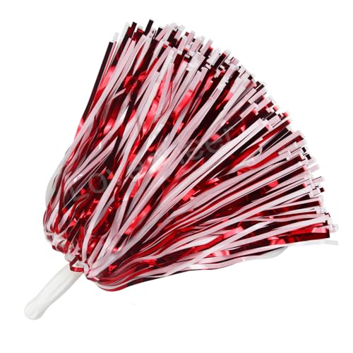 Lovecheer 24PCS Red and White Pom Poms Cheerleading for Cheerleader Basketball Sports Events Team Spirit Cheer Squad New Year Dance Cheering