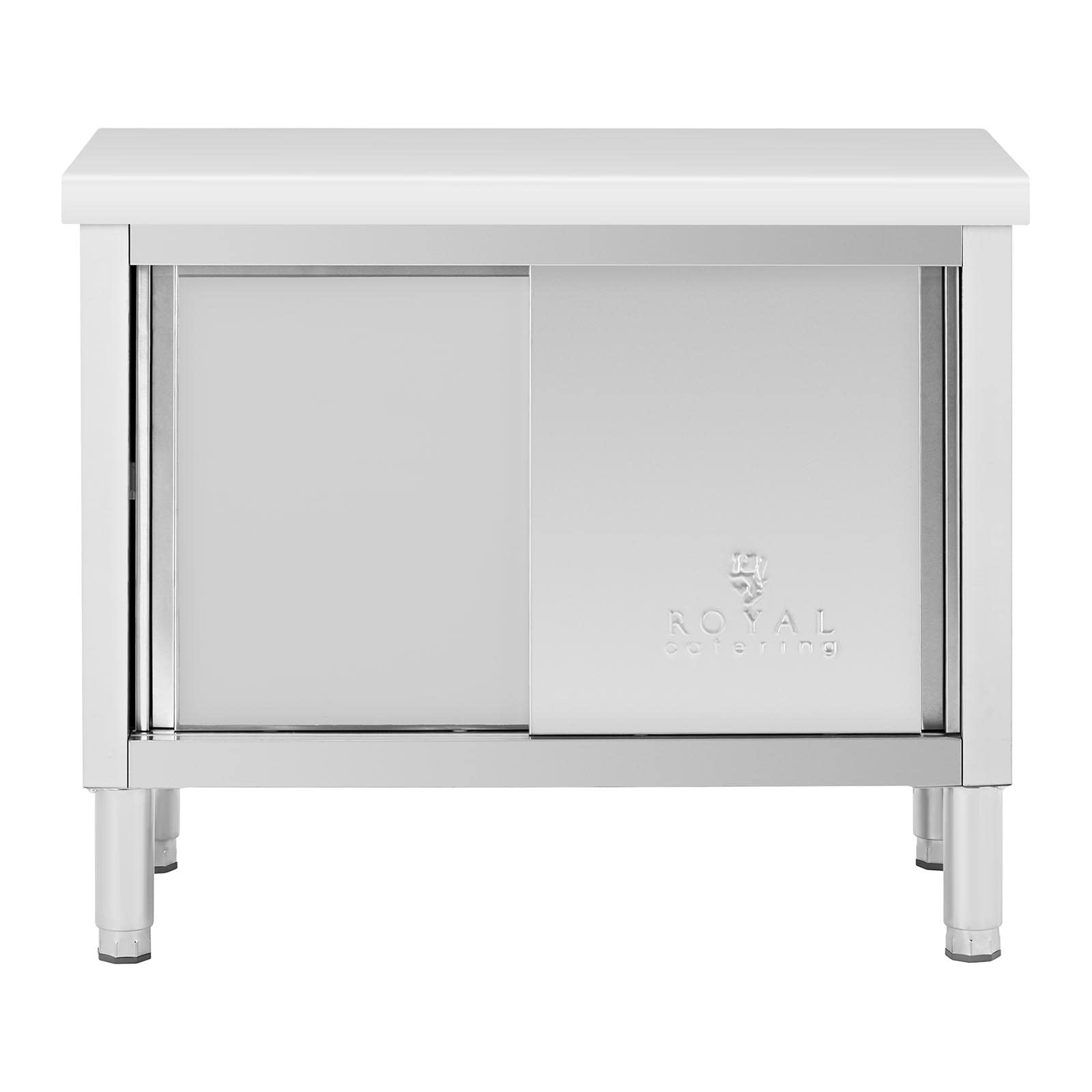 Royal Catering Mueble Neutro en Acero Inoxidable Armario RCAT-100/50-WTP (Capacidad: 330 kg, Superficie de trabajo: 100 x 50 cm, 2 puertas correderas)