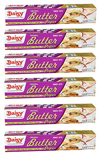 Daisy Butter Paper Roll For Wrapping Food Packing Roti And Paratha & Baking Cake Cookies, Microwave Safe, Coreless Roll Inside 100% Hygienic (White) 20mtrs.Combo pack of 6