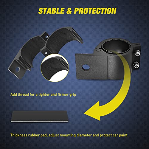 Nilight Tube Clamp Bracket Fit 2.43 to 2.8 Inch Round Bull Bar Crash Bar Guard Roof Rack Roll Cage Bumper for Offroad LED Light Work Driving Whip Lights Mounts on Truck ATV UTV by Nilight - Image 5