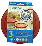 Anchor Hocking Improved 30% Stronger Replacement Lid 4 Cup / 946 ml / 1 qt, Set of 3 lids, Red Round