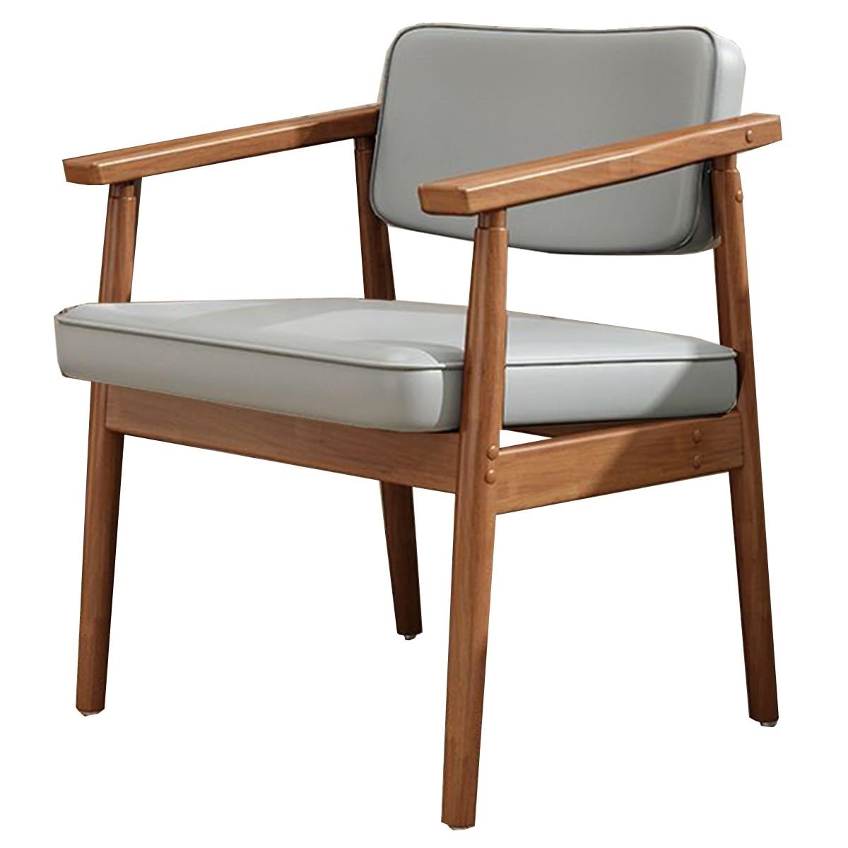 ASerZenith Modern Executive Office Chair With Leather Arms Padded Seat For Conference & Meeting Roomswalnut Design For Waiting Areas,Grey-Walnut