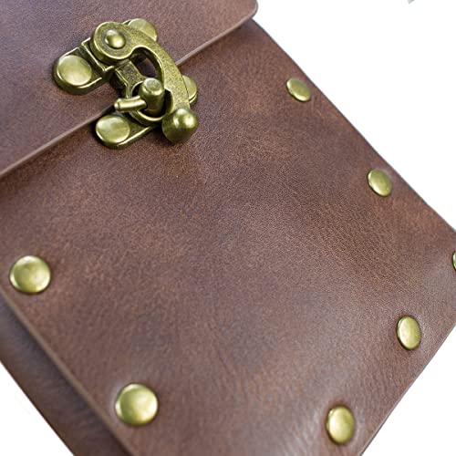 Cellphone Holder Retro Belt Pouch Waist Bag Fanny Pack Steampunk Medieval Renaissance Purse Halloween Costume Accessory (Brown) - Thumbnail 5