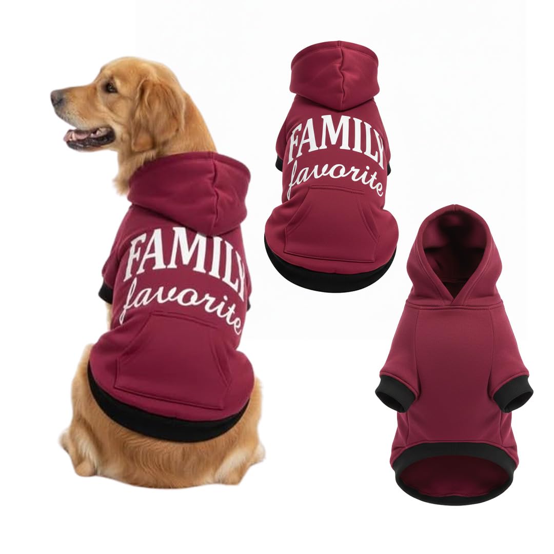PETS EMPIRE Premium Winter Dog Hoodie | Ultra-Warm Soft Fleece | Family Favourite Design | Maroon | Size: XL | Stylish Comfortable Winter Wear for Dogs