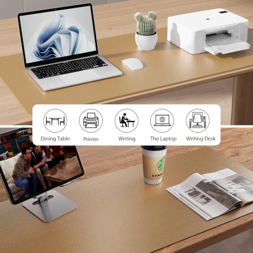 Image of Aothia Faux Leather Desk Mat Mouse Pad, 55 inch x 24 inch, Khaki