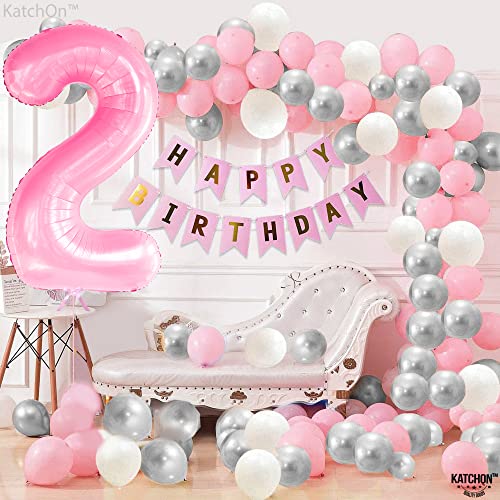 Image of Katchon, 40 Inch Pink Number 2 Balloons For 2nd Birthday Decorations