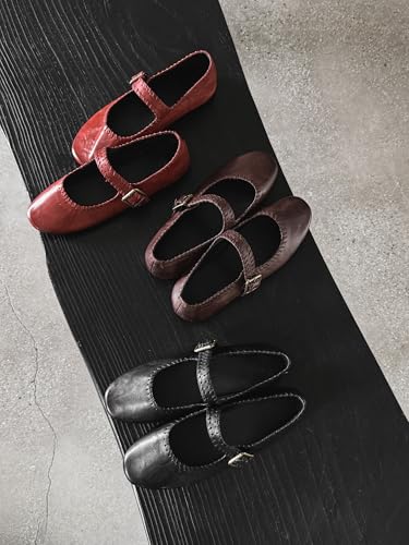 Women's Mary Jane Shoes Round Closed Toe Comfortable Flat Shoes Slip On Adjustable Strap Low Heel Walking Shoes3