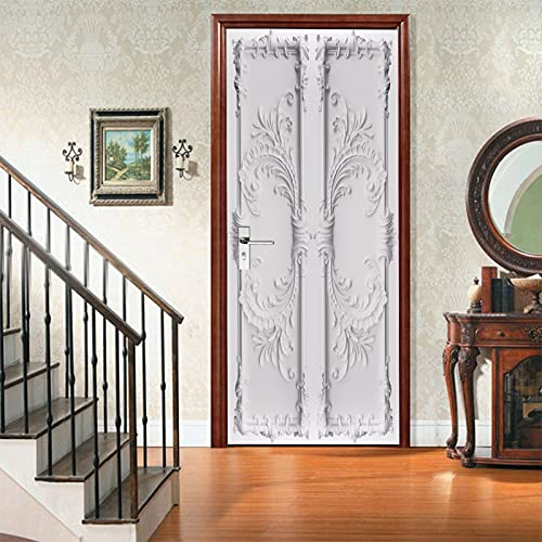 A.Monamour Sticker Porte Autocollant Poster De Porte 3D Porte Blanche en Relief Vinyle Affiche De Porte Sticker Mural Papier Peint Art Décor 85 x 200 cm