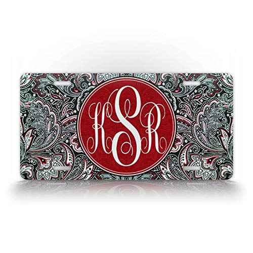 Signsandtagsonline Custom Monogrammed Paisley License Plate Personalized Auto Tag Plate Sign Pink Red Blue Or Purple #TOP3