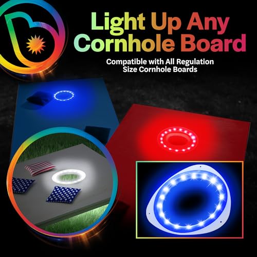 Brightz LED Cornhole Ring Lights for Hole & Board, Red & Blue, 2-Pack - image 3