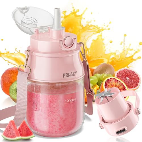 Portable-Blender-Prasky-Personal-Blenders-for-Shakes-and-Smoothies-with-27oz-Cup-Lid-and-Shoulder-Strap-Type-C-USB-Rechargeable-Personal-Size-Blenders-BPA-free-for-GymTravelKitchen-PINK