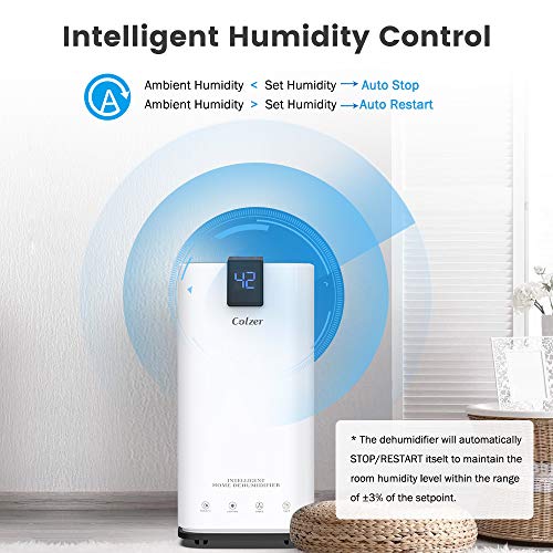 COLZER 4,000 SQ FT Home Dehumidifiers for Basements & Large Rooms, 70 Pints Large Removal Capacity with 7.4-Pint Water Bucket & Continuous Drain Hose for Self-draining - Thumbnail 2