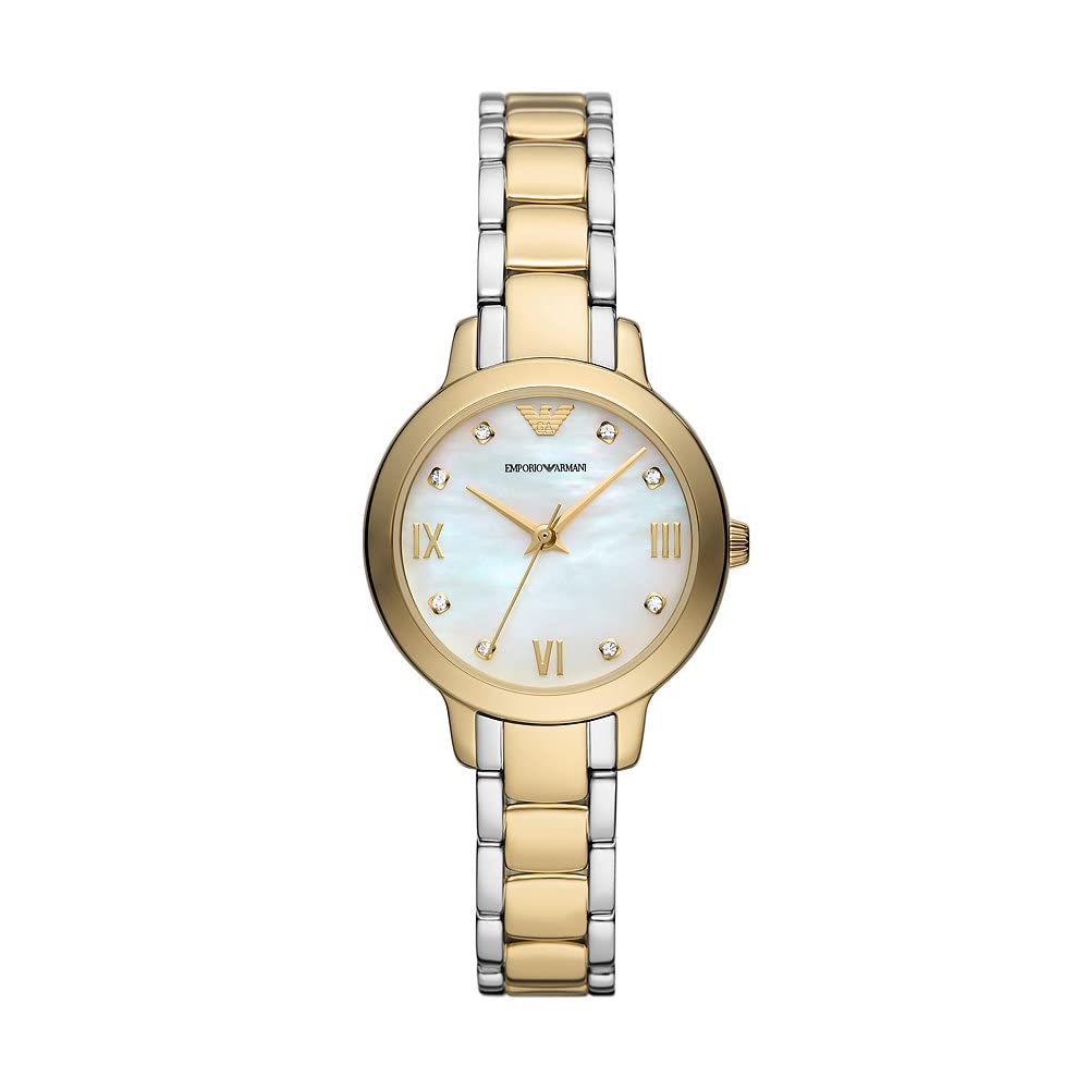 Emporio Armani Reloj para Mujer, Movimiento de Cuarzo trifuncional y Caja de 32 mm con Correa de Acero, Piel o Silicona