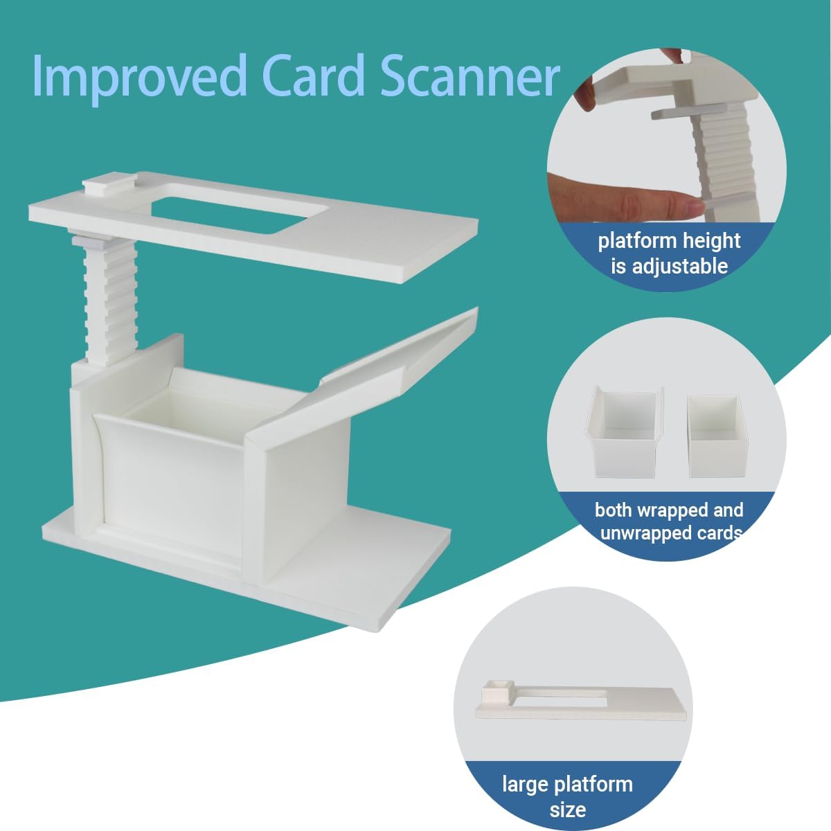 Card Slinger for TCG & MTG | Sports Card Scanner & Trading Card Scanner Holder Stand | Quickly Scan Gathering Accessories (Height-Adjustable)