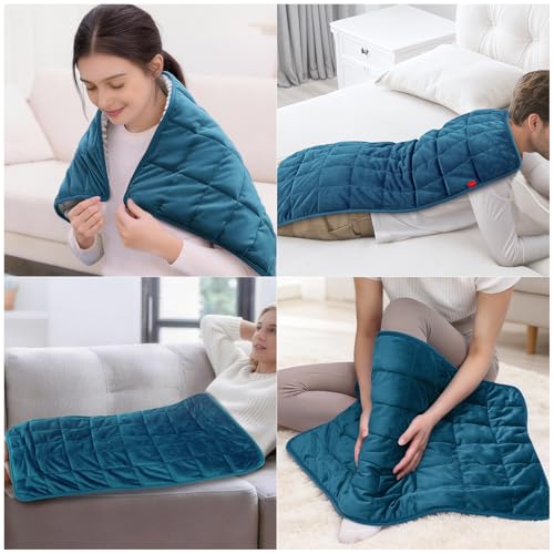 Image of Comfytemp Weighted Heating Pad for Back & Period, FSA Eligible Extra Large Electric Heat Pad, 3.5 lb HSA Approved Neck Shoulder Heated Pads, Fathers Day Dad Gifts for Husband Birthday, Auto-Off, 17x33