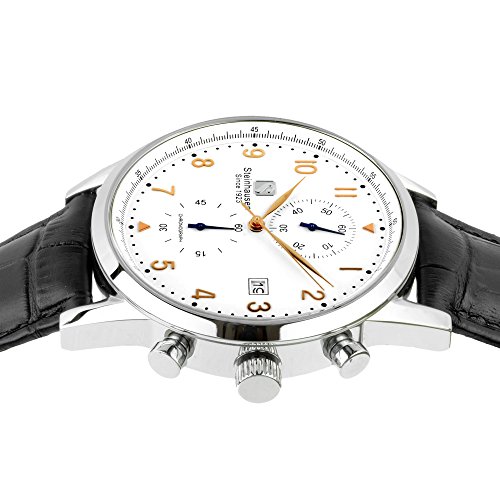 Men's S0918 Lugano Chronograph Stainless Steel and Black Leather Dress Watch3