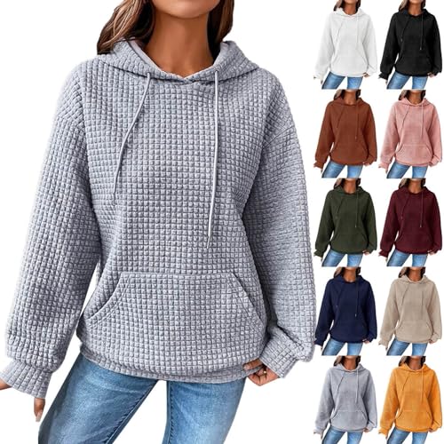 SHAOBGE Weighted Hoodie For Anxiety Deals Of The Day Clearance Prime Women'S Pullover Sweatshirt Drawstring Tis The Season Pumpkin Printed Waffle Hoodie Long Sleeve Tops With Pocket 1-Grey Xx-Large