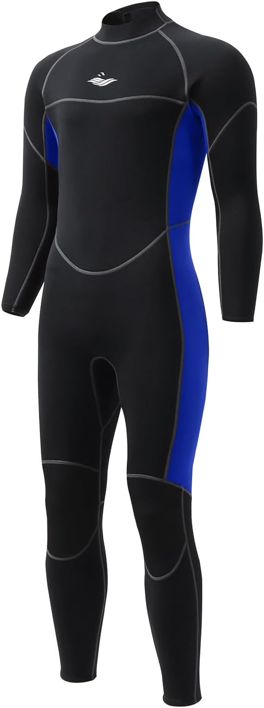3mm Shorty Full Wetsuit for Men - Neoprene Dive Skin Front Back Zip Scuba Diving Suit for Diving Snorkeling Surfing Swimming
