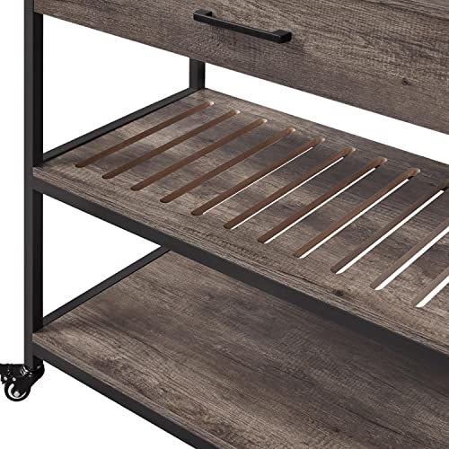 Yaheetech Kitchen Island On Wheels With Storage Drawer & Shelves, 3-Tier Utility Kitchen Cart With Towel Rack & Lockable Wheels For Dining Room, 40 X 20 X 36.5 Inches, Taupe Wood #TOP7