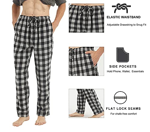 LANDUNSI Pajama Set for Men Long Sleeve Henley Microfleece Shirt & Flannel Plaid Pants Christmas Pajamas Soft Pjs Sleepwear4
