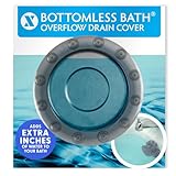 SlipX Solutions Bottomless Bath Overflow Drain Cover for Tub, Adds Inches of Water to Bathtub for a Warmer Deeper Bath, Spa Accessories, Drain Block, Water Stopper Plug (4 inch Inner Diameter, Gray)