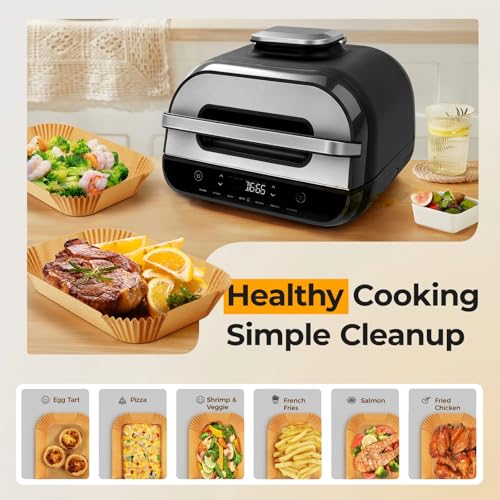 Image of Vailnd 150Pcs Air Fryer Liners Disposable for Ninja Smart XL, 11'' X 6'' Parchment Paper Air Fryer Liners for Ninja Indoor Grill, Food Grade | Grease Proof | 428F Heat-Resistant | Simple Cleanup