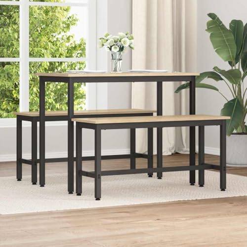 sephironlbb Banco de comedor Sonoma roble madera y acero 100 x 32,5 x 48,5 cm, altura regulable, banco resistente para comedor, cocina, salón