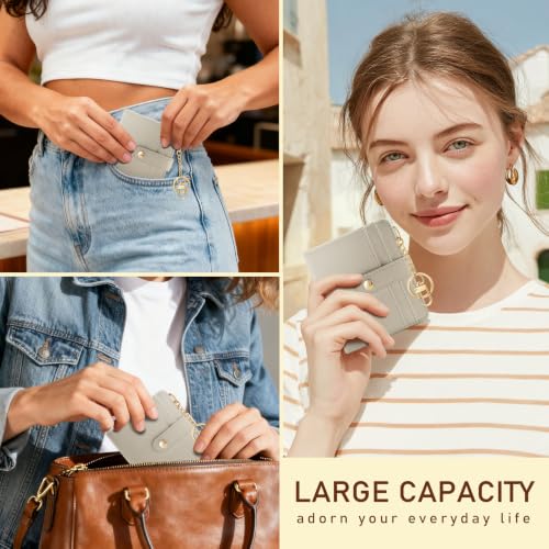 Image of Jogjam Grey Small Women Wallet, Rfid Slim Thin Compact Credit Card Holder | PU Leather Bifold Cash Zipper Coin Pocket ID Window, for Female Ladies Teen Girls Girly Gifts