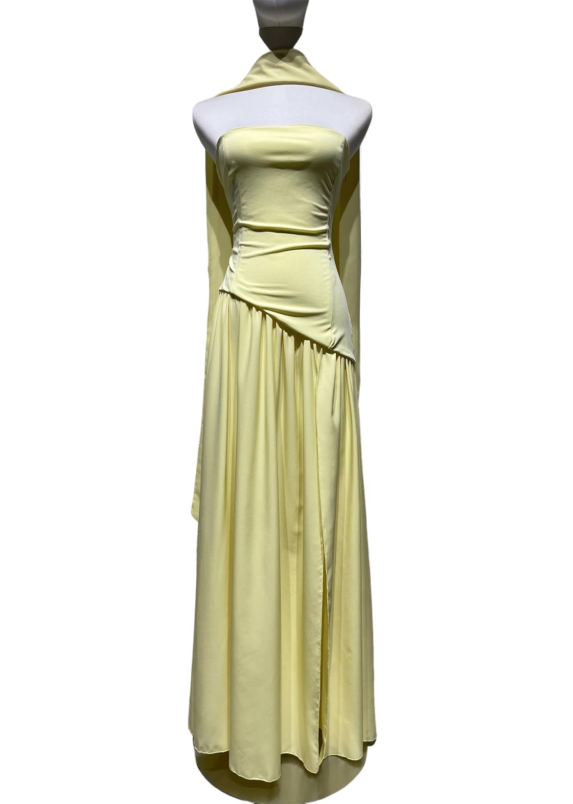 ORANDESIGNE Vestido Largo Verano Mujer Vestido sin Mangas Novia Boda Invitada Vestidos de Fiesta Elegantes con Abertura y Bufanda