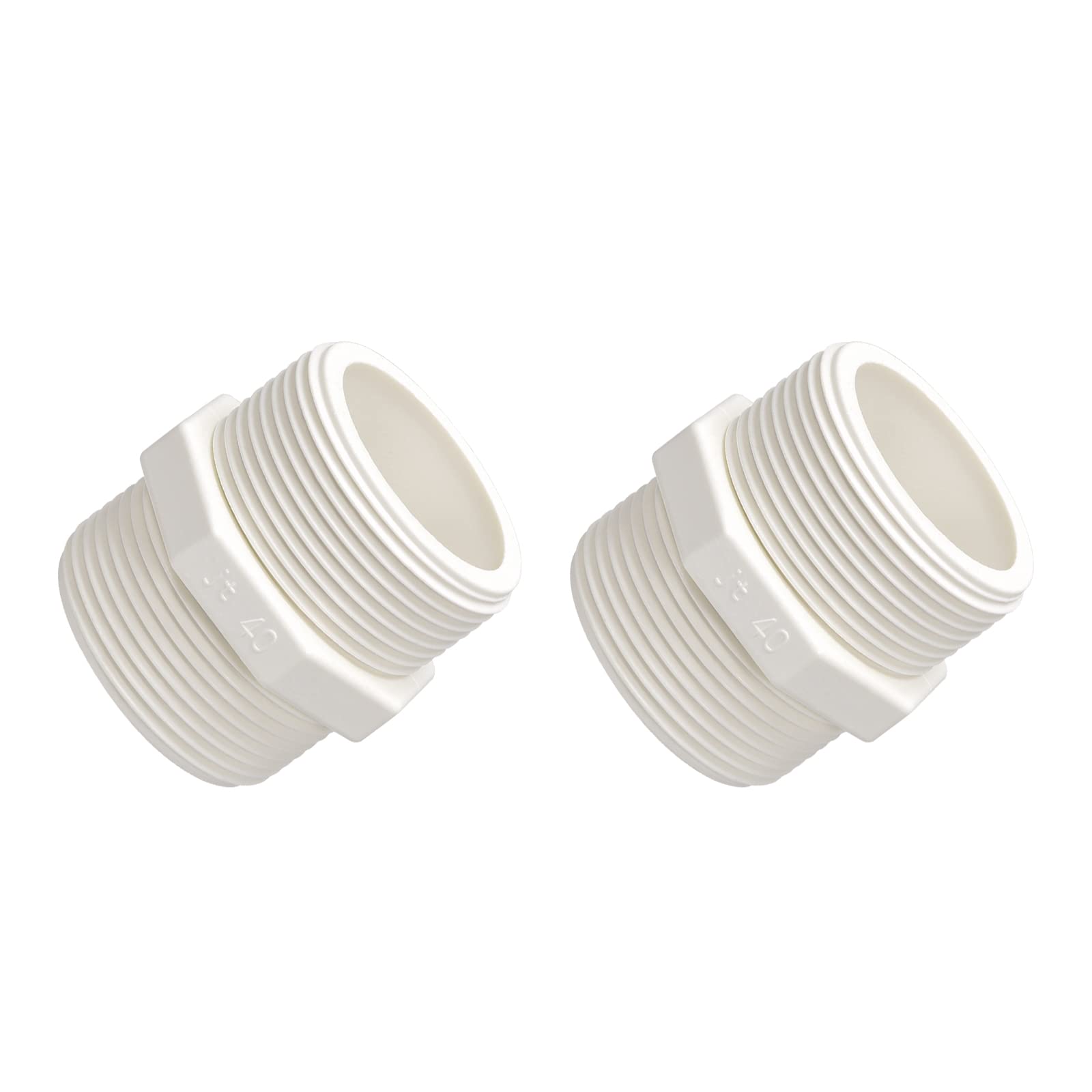 METALLIXITY PVC Hose Adapter, (G1-1/4 x G1-1/4 Male Thread) 2Pcs, PVC Pipe Fitting Connector, for Water Supplies Build DIY
