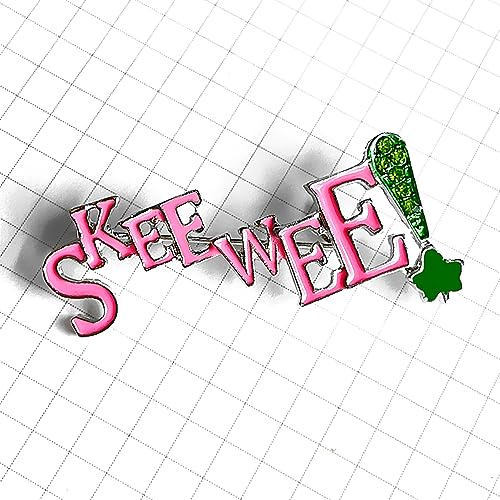 Fashion Pink Green rhinestone letter SKEEWEE Metal Text Brooch sorority girl Jewelry PIN3