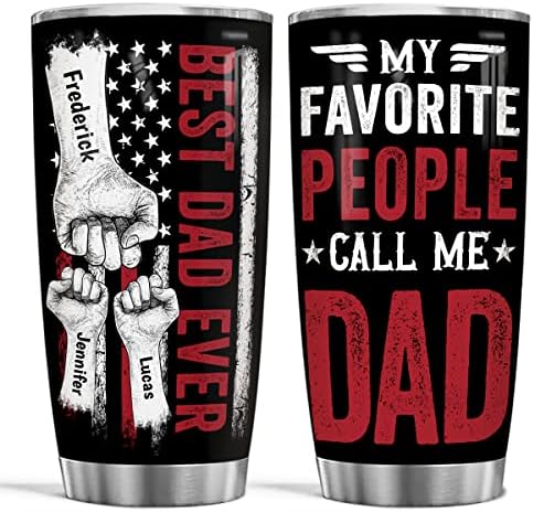 Personalized Dad Tumbler - 22 Oz Laser Engraved Stainless Steel Cup With Straw